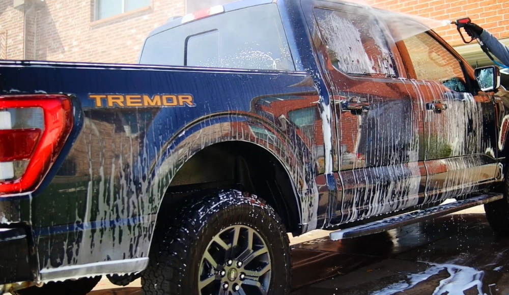 Professional truck detailing Medford with a clean interior, washed exterior, detailed truck bed, wheels, tires, and restored exterior trim