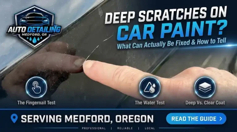 Fingernail test on deep scratches on car paint to see if polish can fix them in Medford